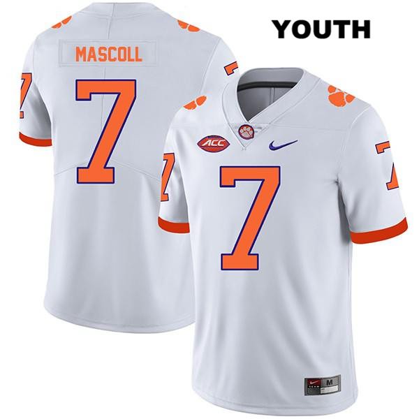 Youth Clemson Tigers #7 Justin Mascoll Stitched White Legend Authentic Nike NCAA College Football Jersey QDO6746RZ